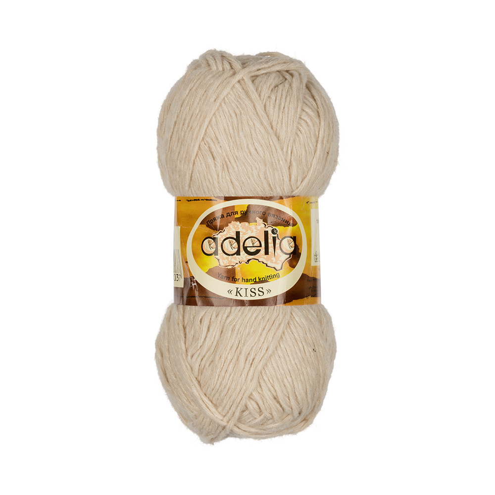 

Пряжа Adelia Kiss, 10 шт. по 50 г., набор 100% полиэстер, 145 м №03 св.бежевый, "KISS"