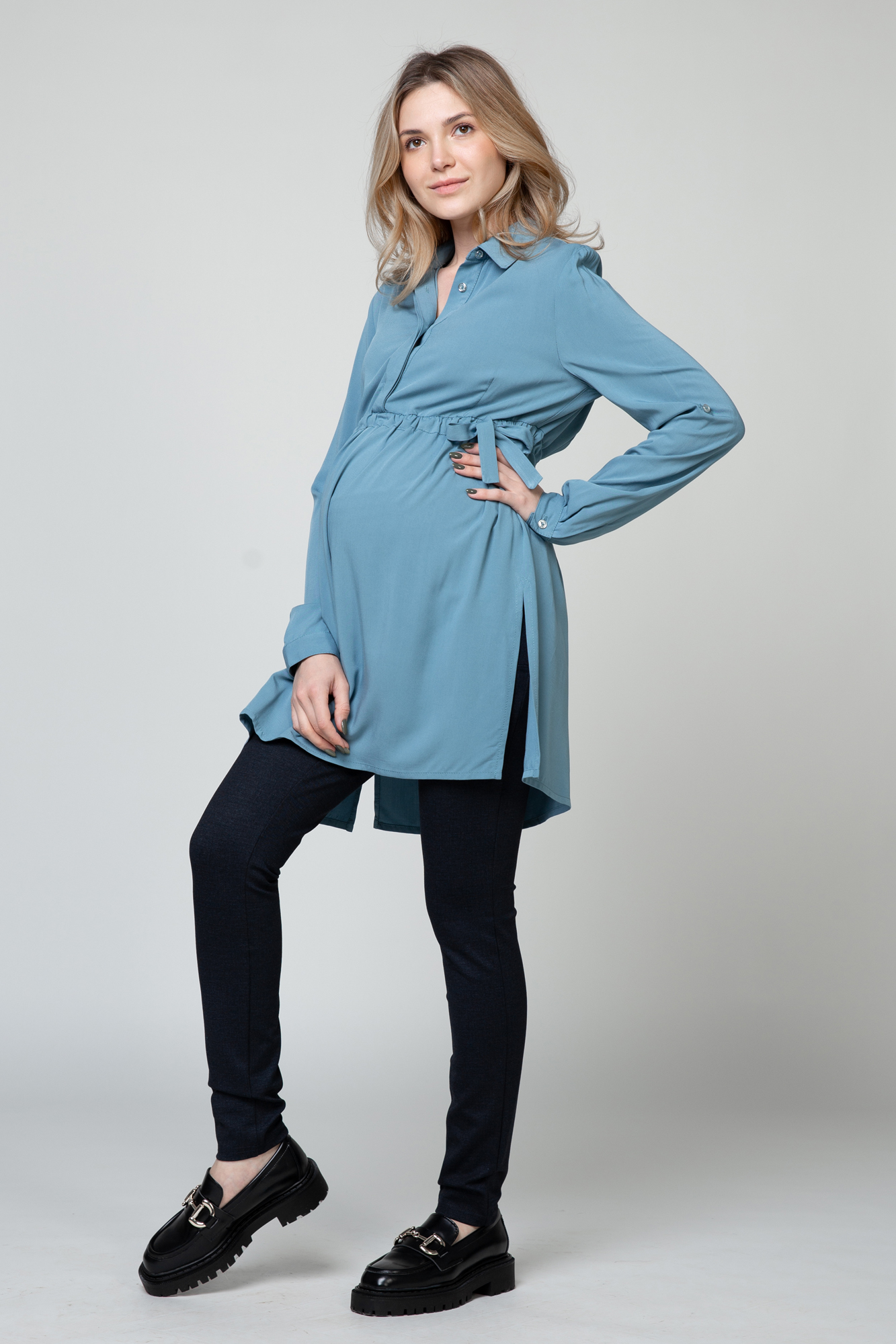 фото Рубашка женская mama's fantasy mf9003 синяя 48