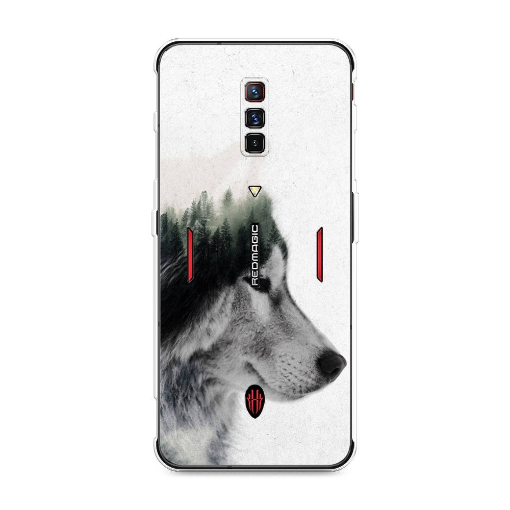 

Чехол на ZTE Nubia Red Magic 6 "Волк лес", Серый;белый, 135150-1