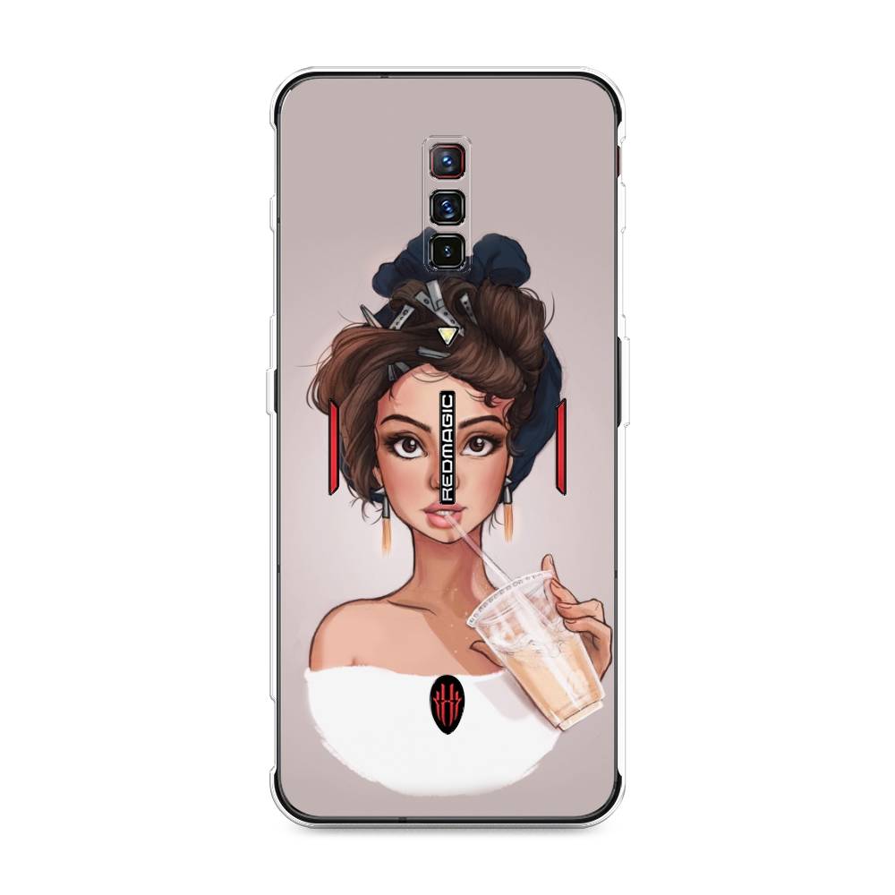 

Чехол на ZTE Nubia Red Magic 6 "Девушка с фраппе", Серый, 135150-6