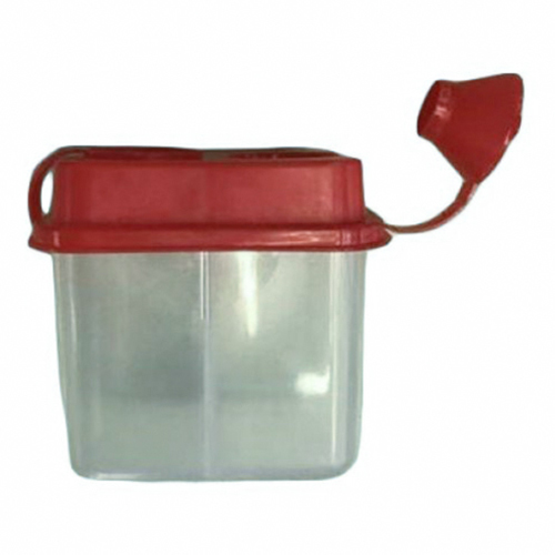 фото Стакан для кистей essa непроливайка пластик прозрачный с красной крышкой