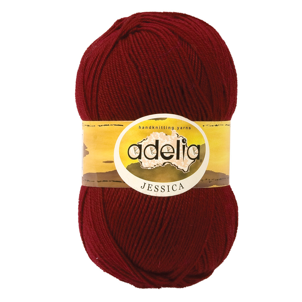 

Пряжа Adelia Jessica, 5 шт. по 100 г. 260 м №07 бордовый, "JESSICA"