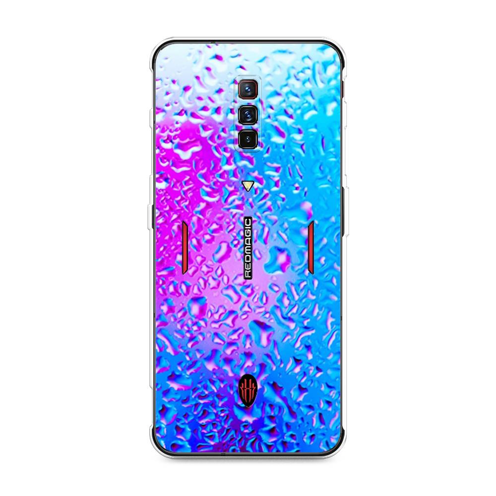 

Чехол на ZTE Nubia Red Magic 6 "Капли на стекле", Голубой;розовый, 135150-3