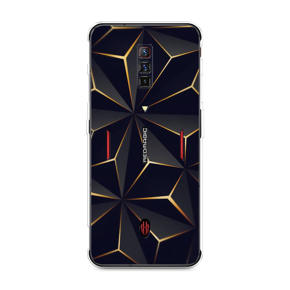 

Чехол на ZTE Nubia Red Magic 6 "Черные полигоны", Золотистый;черный, 135150-3