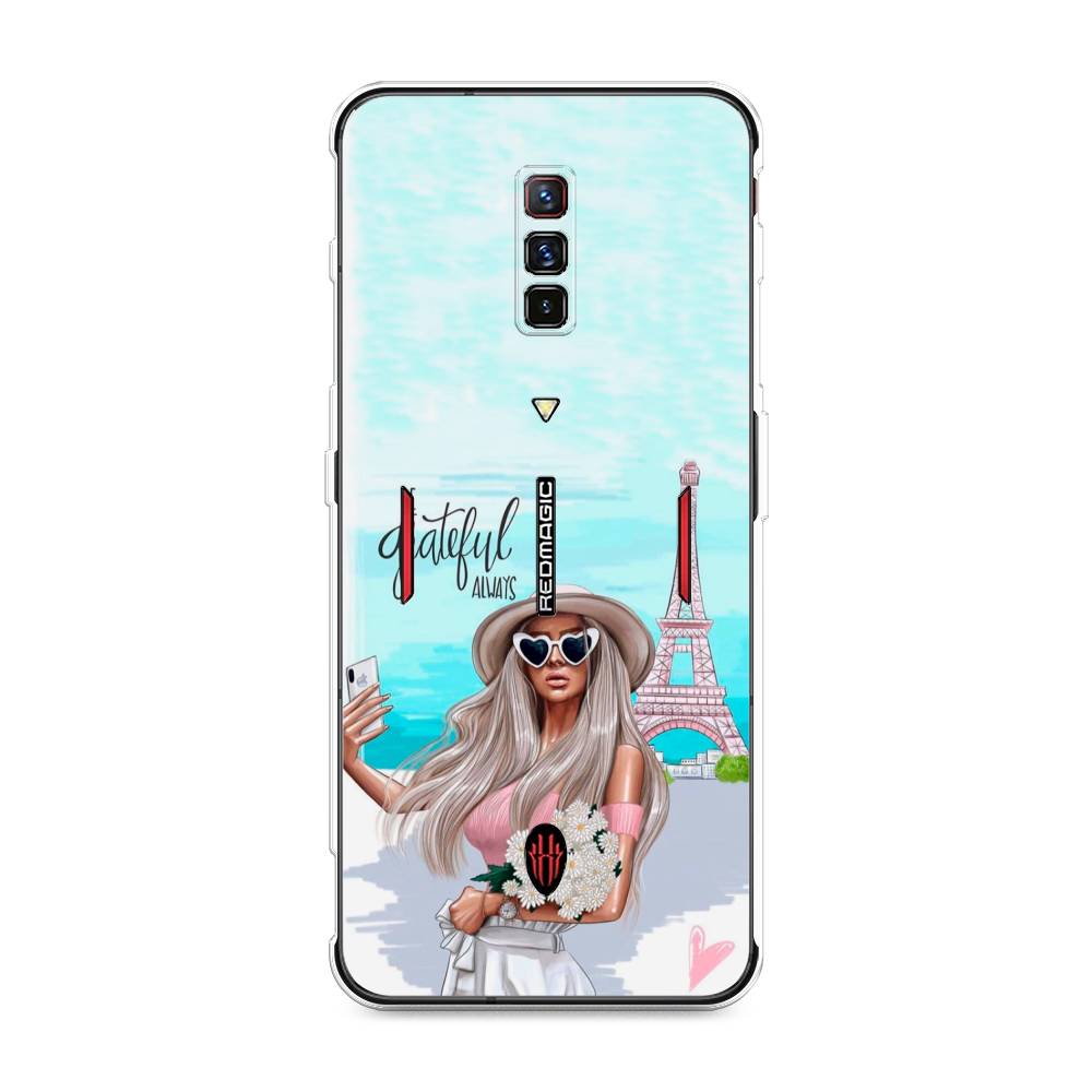 

Чехол на ZTE Nubia Red Magic 6 "Селфи Париж", Голубой;бежевый, 135150-6