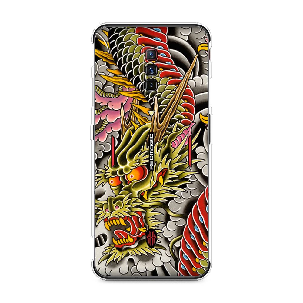 

Чехол на ZTE Nubia Red Magic 6 "Японский дракон", Желтый;розовый;красный, 135150-4