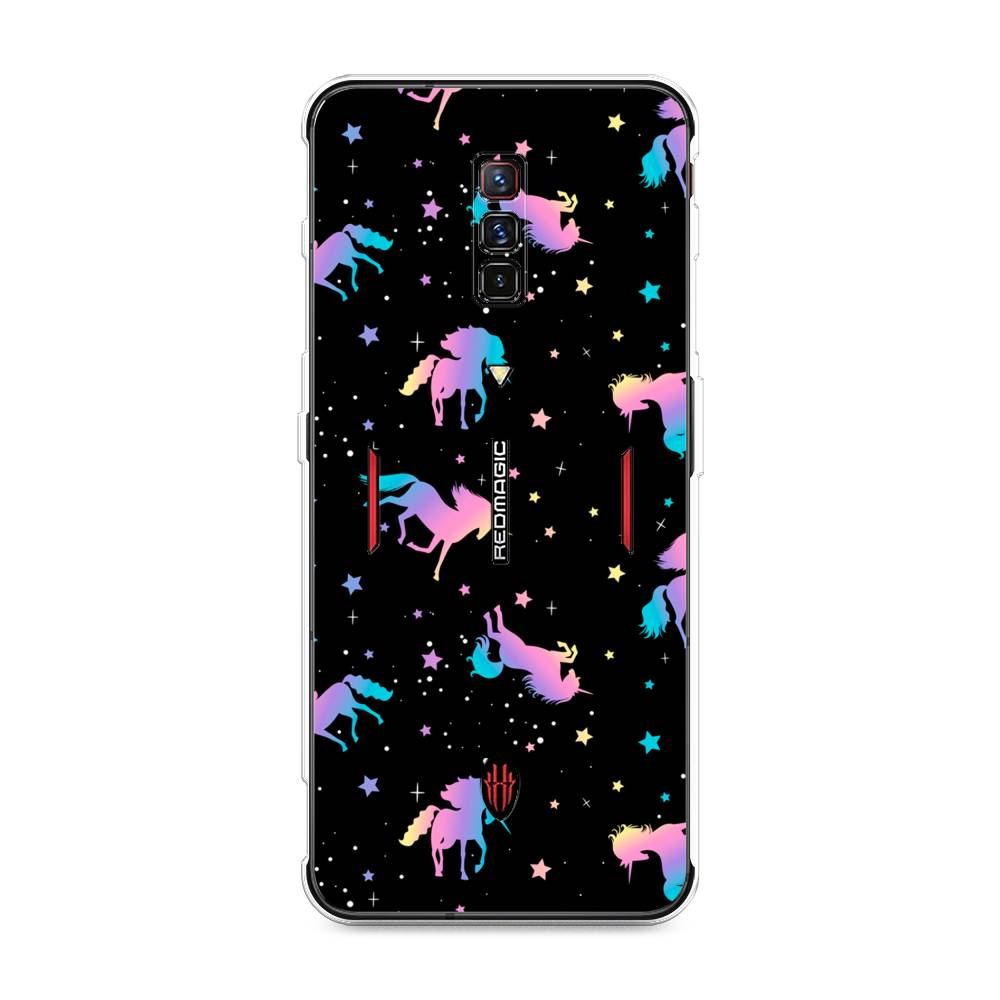 

Чехол на ZTE Nubia Red Magic 6 "Единороги градиент", Черный;розовый;голубой, 135150-1
