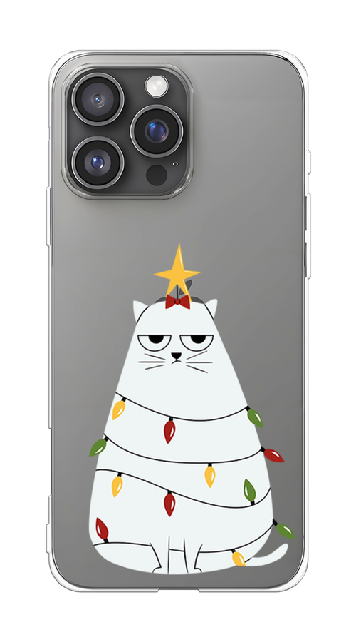 

Чехол на Apple iPhone 16 Pro Max "Котик в гирлянде", Белый;красный;желтый, 16350-1