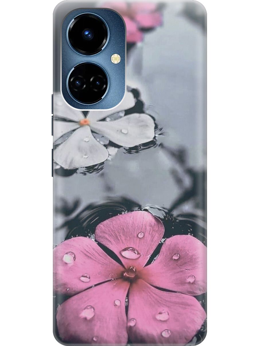 

Силиконовый чехол на Tecno Camon 19 / 19 Pro с рисунком "Фиалки в воде", Розовый;серый, 20011877
