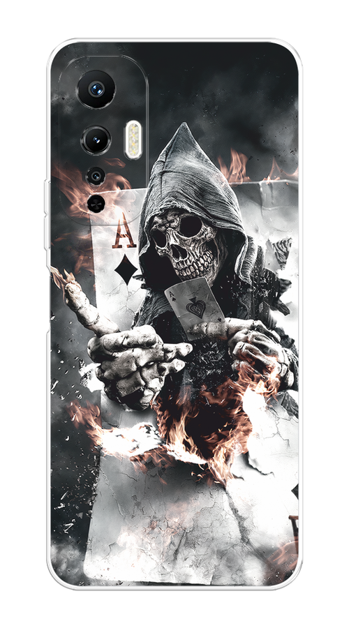 

Чехол на Infinix Hot 20S "Карты черепа в капюшоне", Белый;серый, 3103650-1