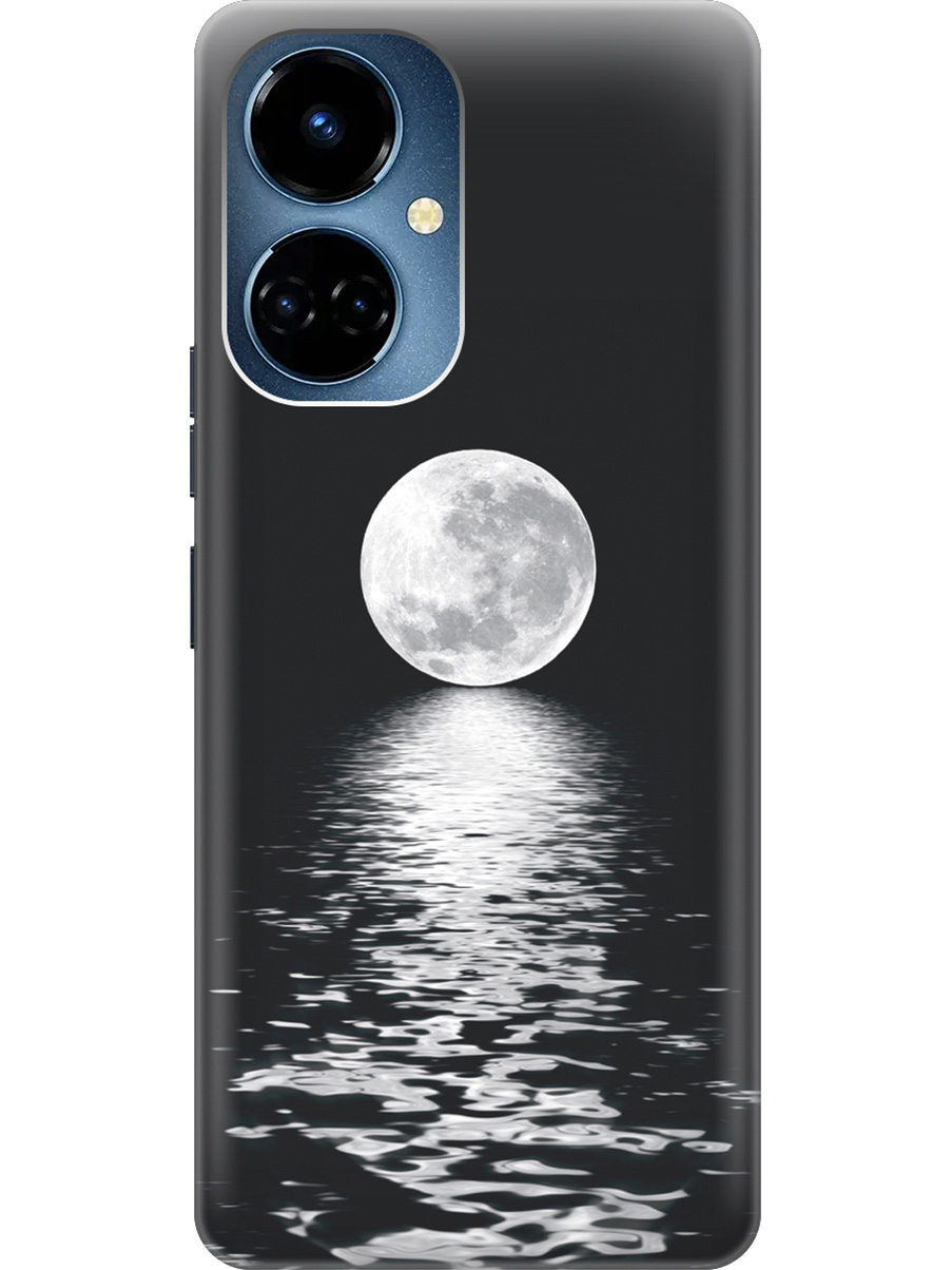 

Силиконовый чехол на Tecno Camon 19 / 19 Pro с рисунком "Луна над морем", Белый;черный, 20011877