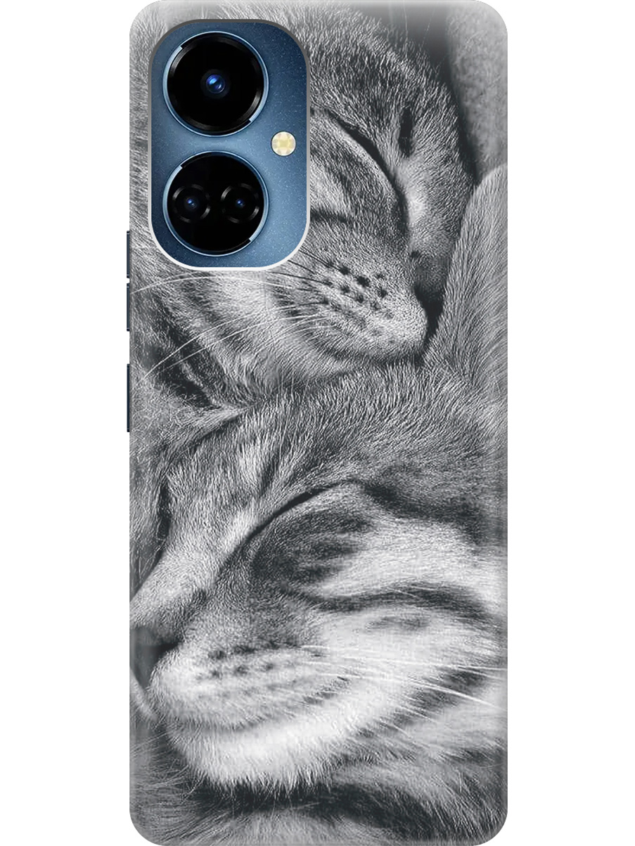 

Силиконовый чехол на Tecno Camon 19 / 19 Pro с рисунком "Милующиеся котики", Белый;серый;черный, 20011877