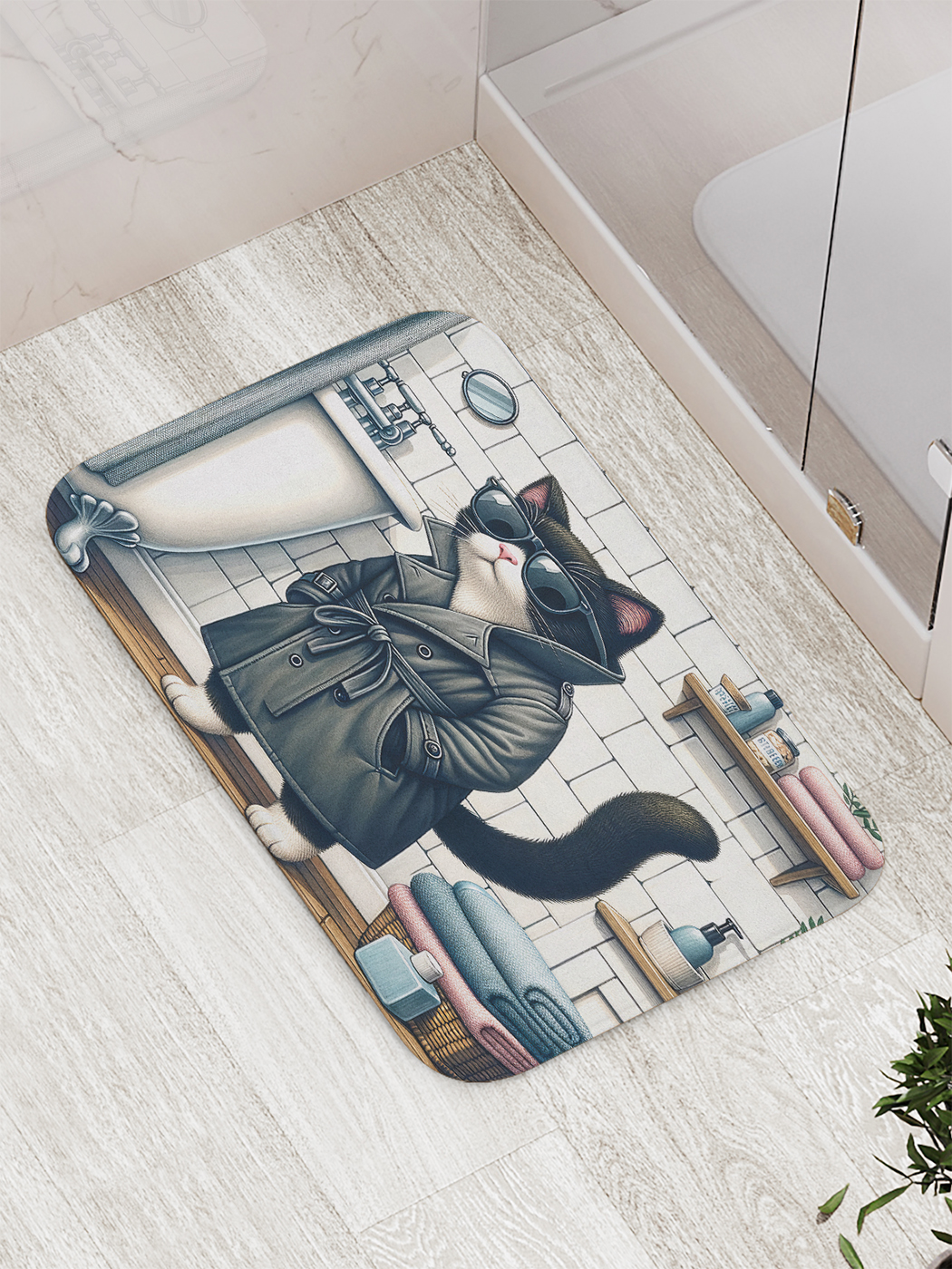 

Коврик для ванной и туалета мягкий JoyArty "Кот-бандит", bath_429902