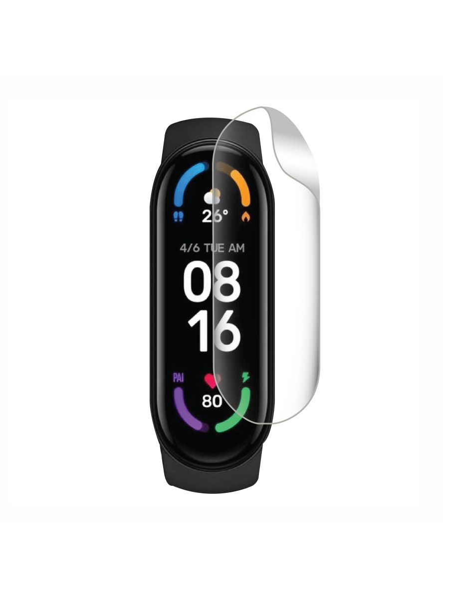 Защитная пленка для часов Xiaomi Mi Band 6 гидрогелевая, глянцевая 6шт