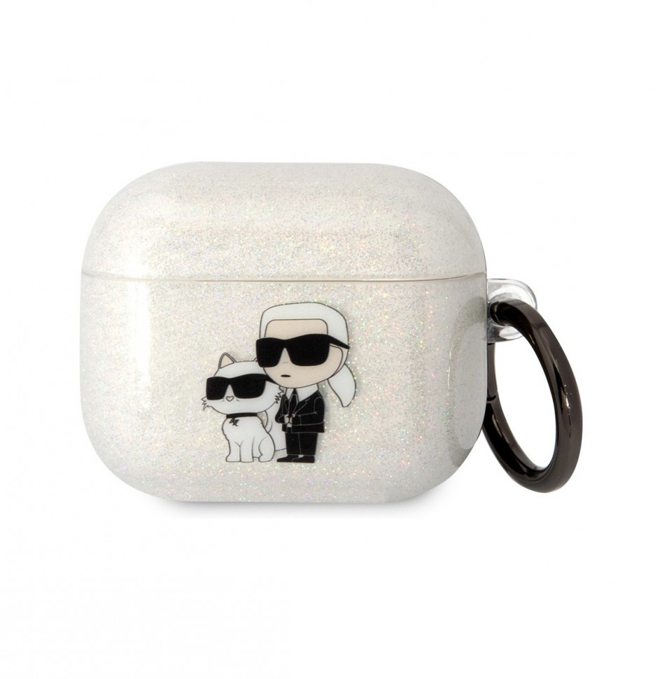 

Чехол Karl Lagerfeld TPU Glitters NFT Karl & Choupette для AirPods 3, Прозрачный, TPU Glitters NFT Karl & Choupette