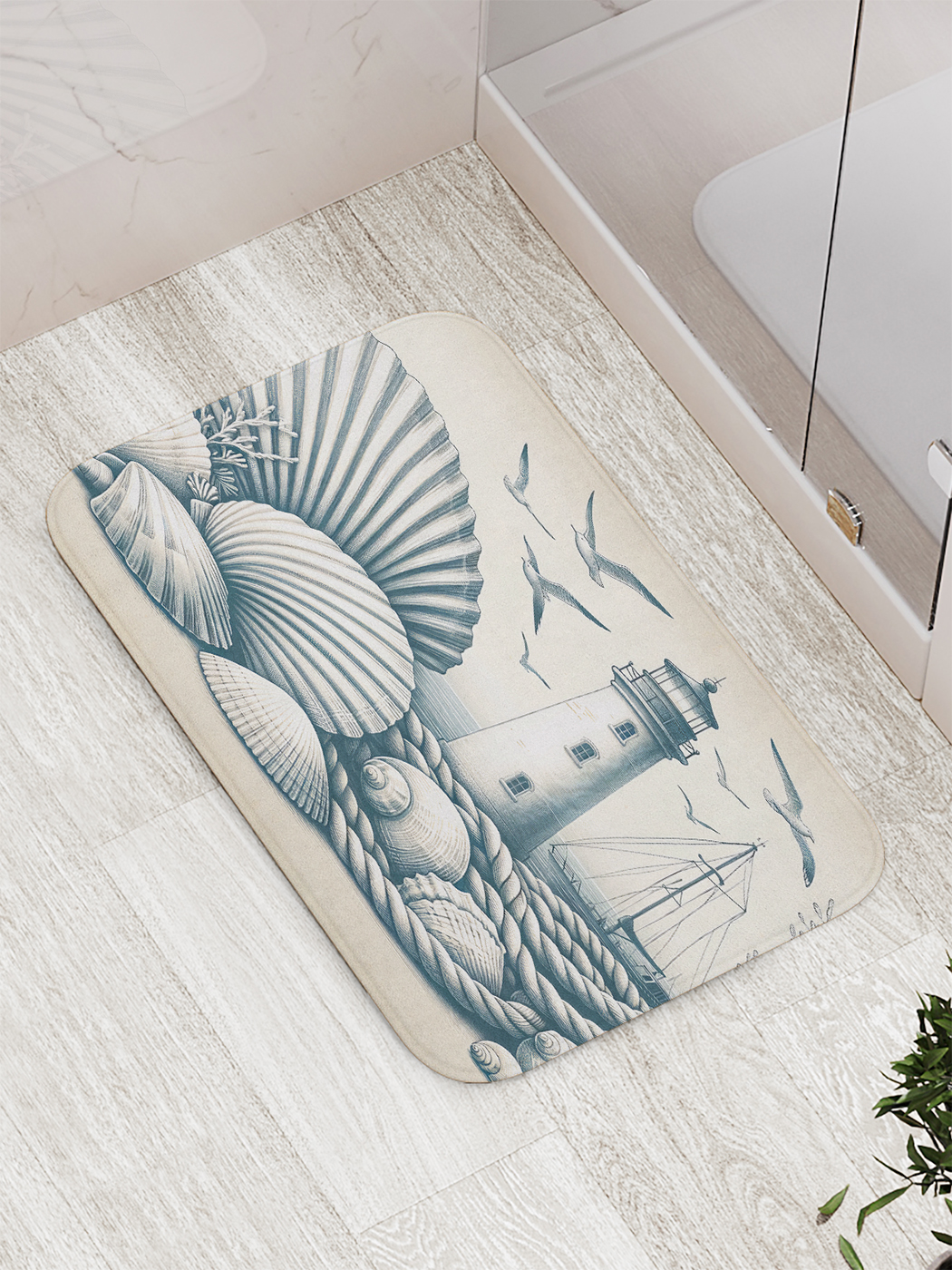 

Коврик для ванной и туалета мягкий JoyArty "Маяк в ракушках", bath_sd1106