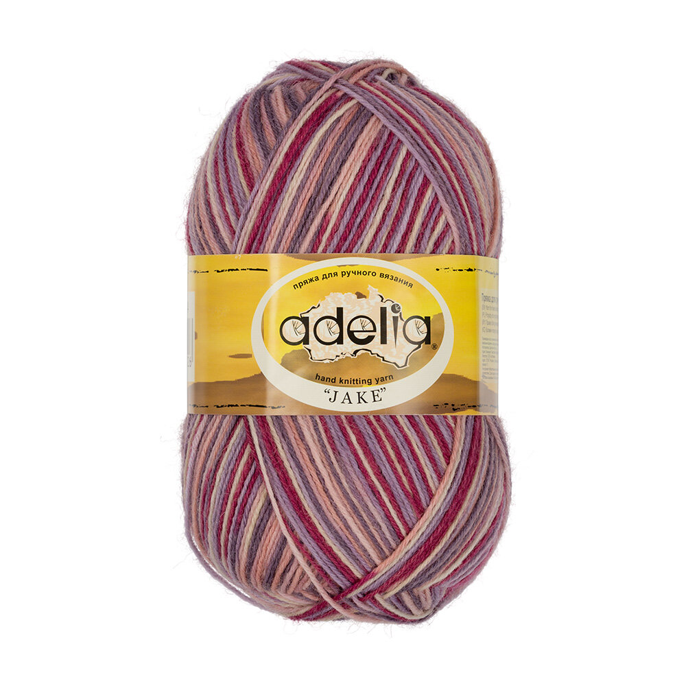 

Пряжа Adelia Jake №24 сиреневый-лиловый-бордовый-кремовый - 5 мотков по 100 г, Разноцветный, "JAKE"