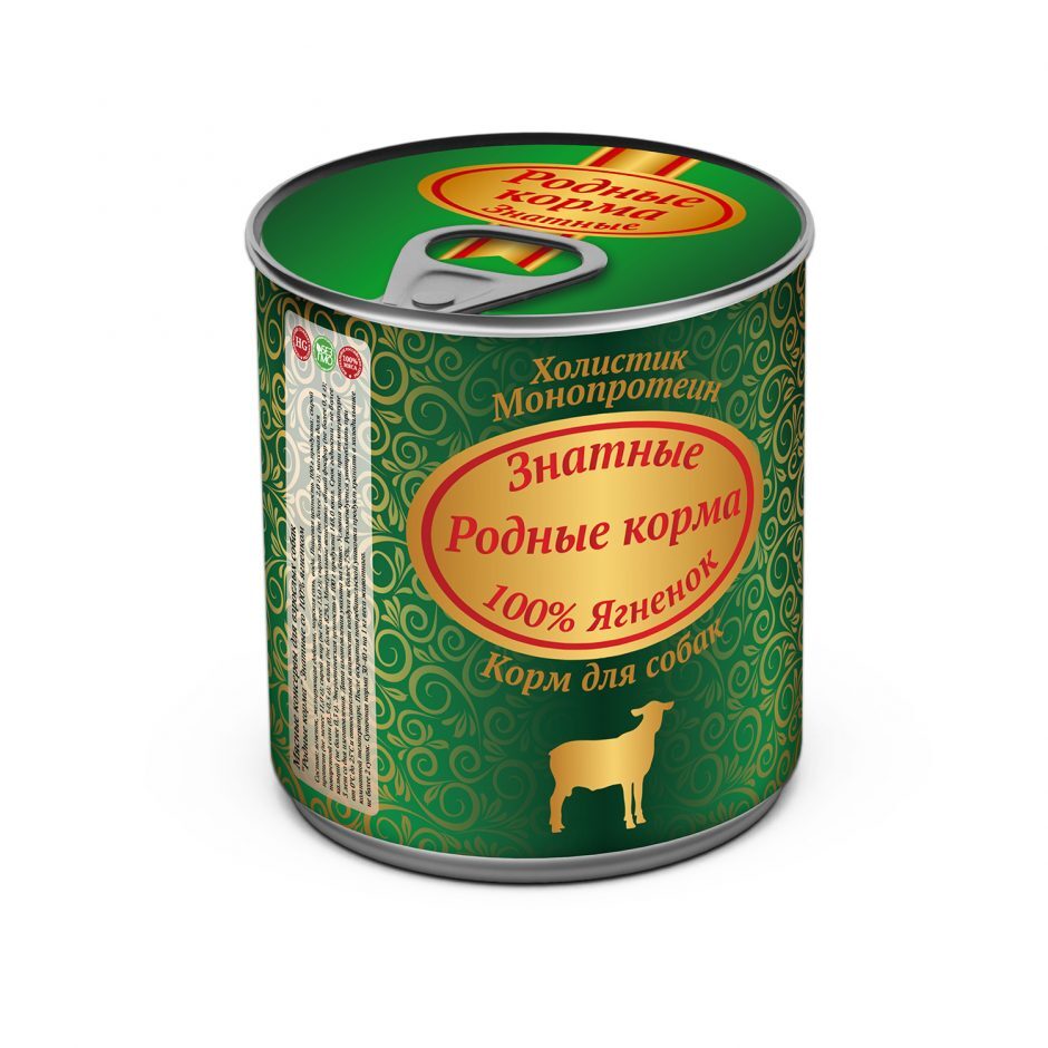 

Влажный корм для собак Родные Корма Знатные, с ягненком, 340 гр., Знатные