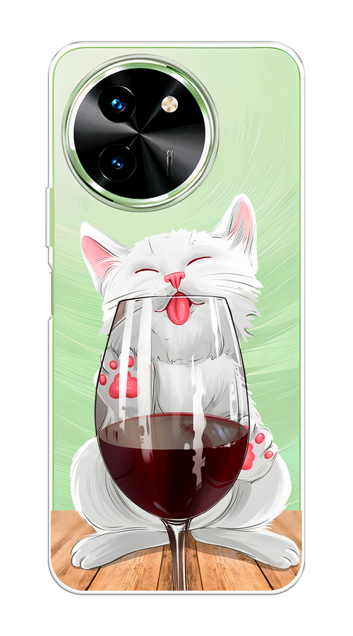 

Чехол на Vivo T3x/Y38 5G "Кот с бокалом", Прозрачный;белый;красный, 2610650-1