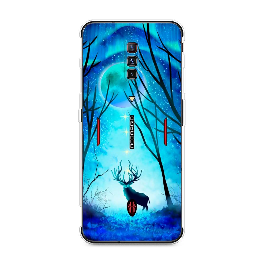 

Чехол на ZTE Nubia Red Magic 6 "Олень северное сияние", Синий;черный;голубой, 135150-1