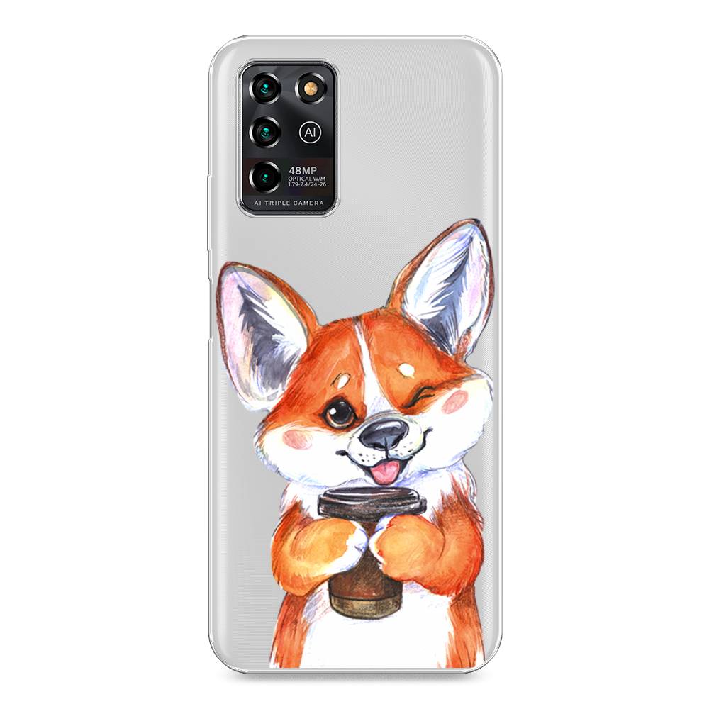 

Чехол на ZTE Blade V30 Vita "Корги с кофе", Оранжевый;белый, 135050-4