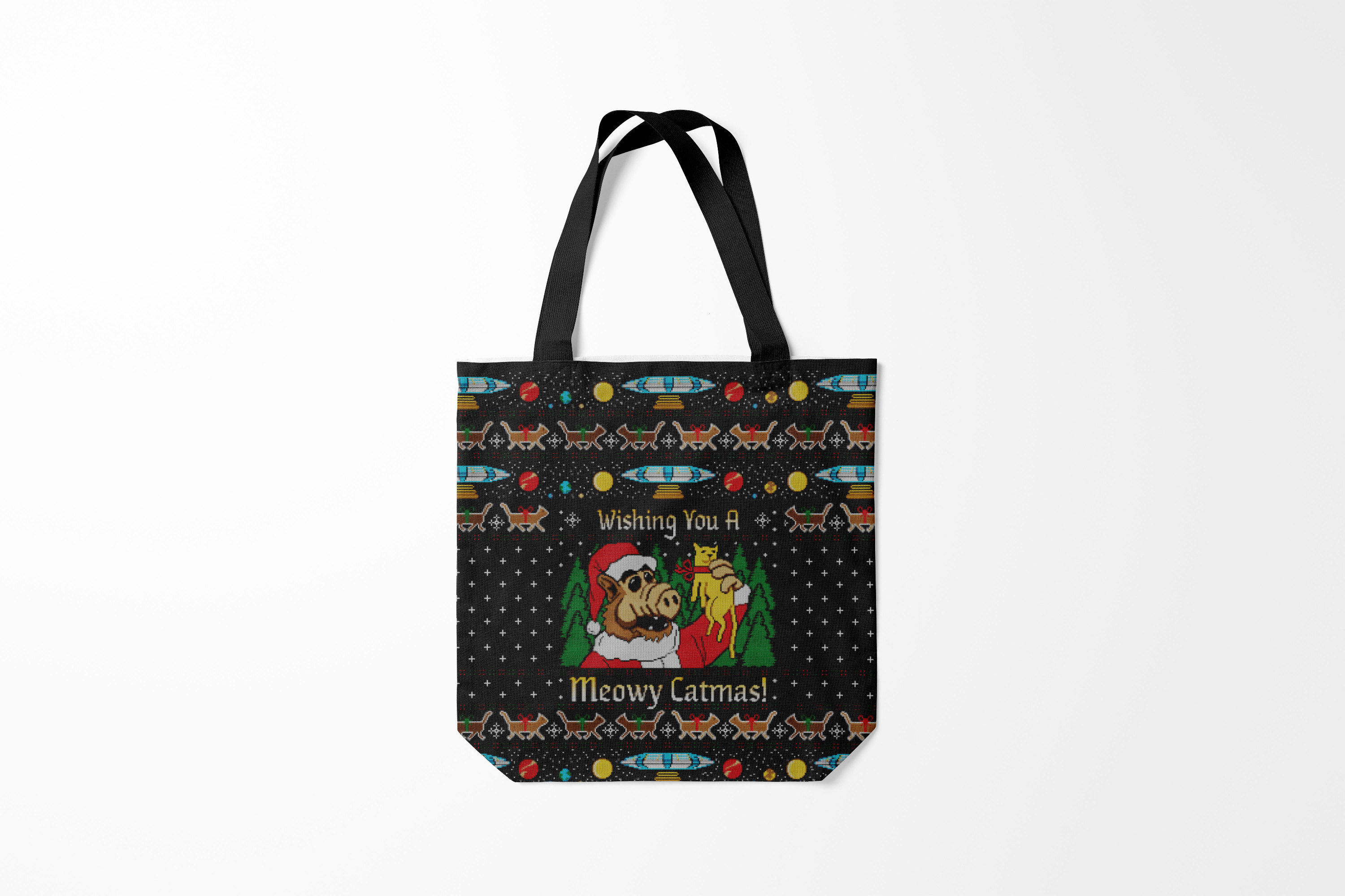 

Сумка шoппер унисекс Burnettie Новый год Wishing you a meowy catmas, черный, Новый год Wishing you a meowy catmas