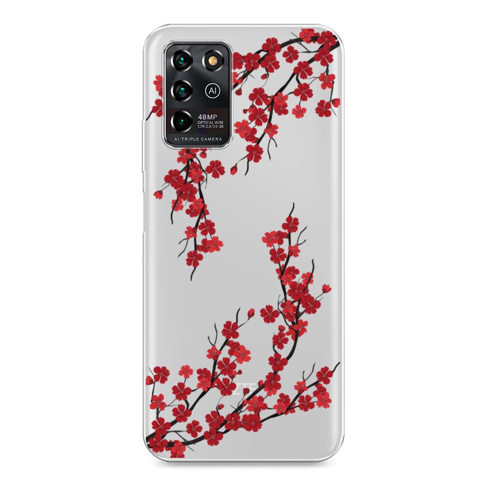 

Чехол на ZTE Blade V30 Vita "Красная сакура", Красный;черный, 135050-2