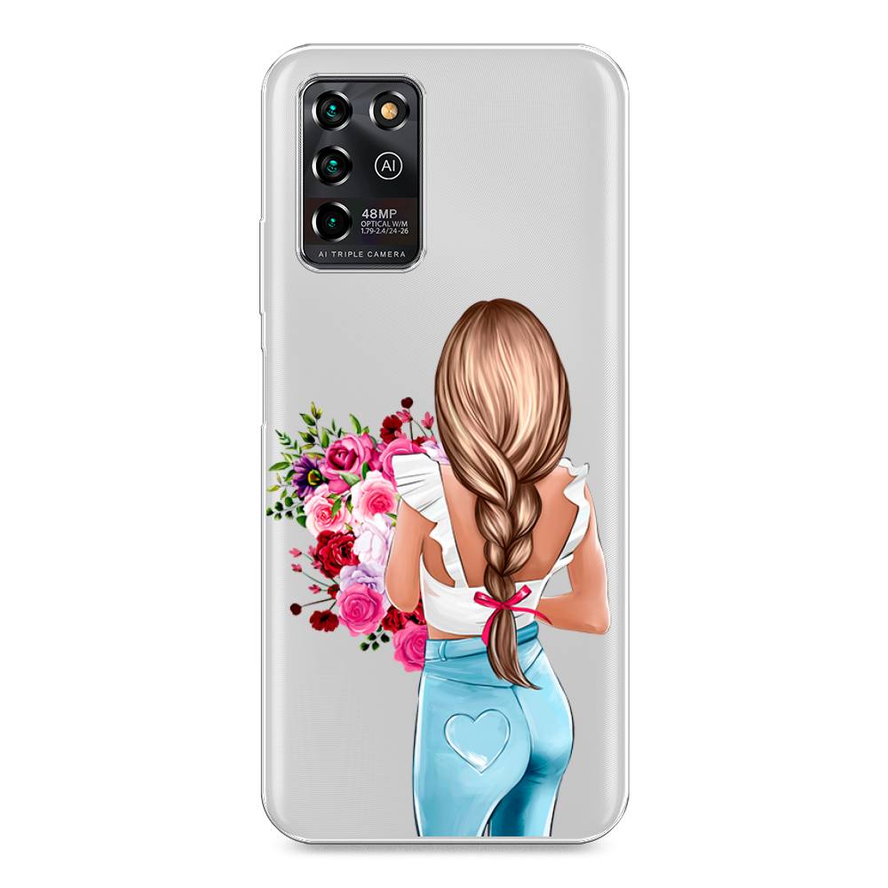 

Чехол на ZTE Blade V30 Vita "Девушка с цветами", Коричневый;розовый;голубой, 135050-6