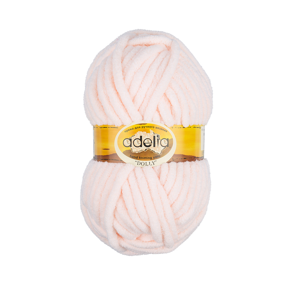 

Пряжа Adelia Dolly, 5 шт. по 100 г. набор, 100% полиэстер, 40 м №28 молочный, Белый, "DOLLY"