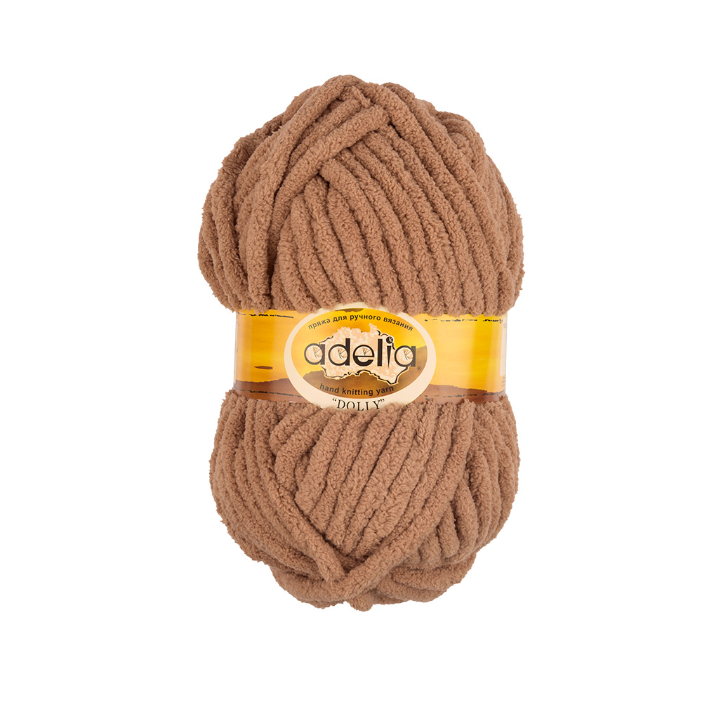 

Пряжа Adelia Dolly, 5 шт. по 100 г. набор, 100% полиэстер, 40 м №22 св.коричневый, "DOLLY"