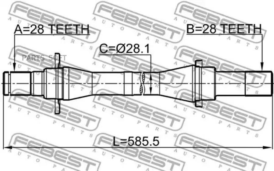 

ПОЛУОСЬ ПРАВАЯ 28X584X28 подходит для KIA CARNIVAL (FMC) 2005-2014 2212-CARFMCRH