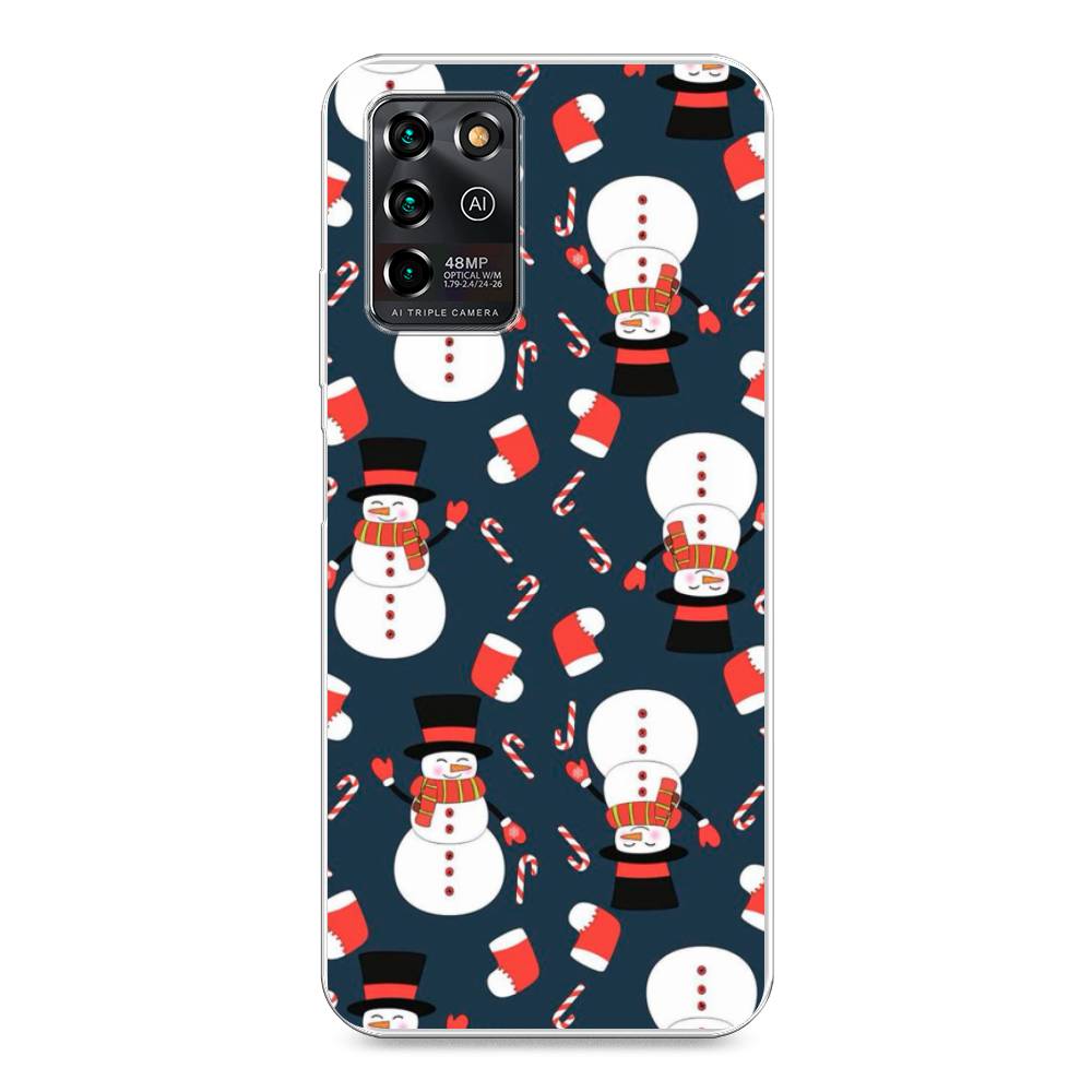 

Чехол на ZTE Blade V30 Vita "Синие снеговики", Синий;белый;красный, 135050-5