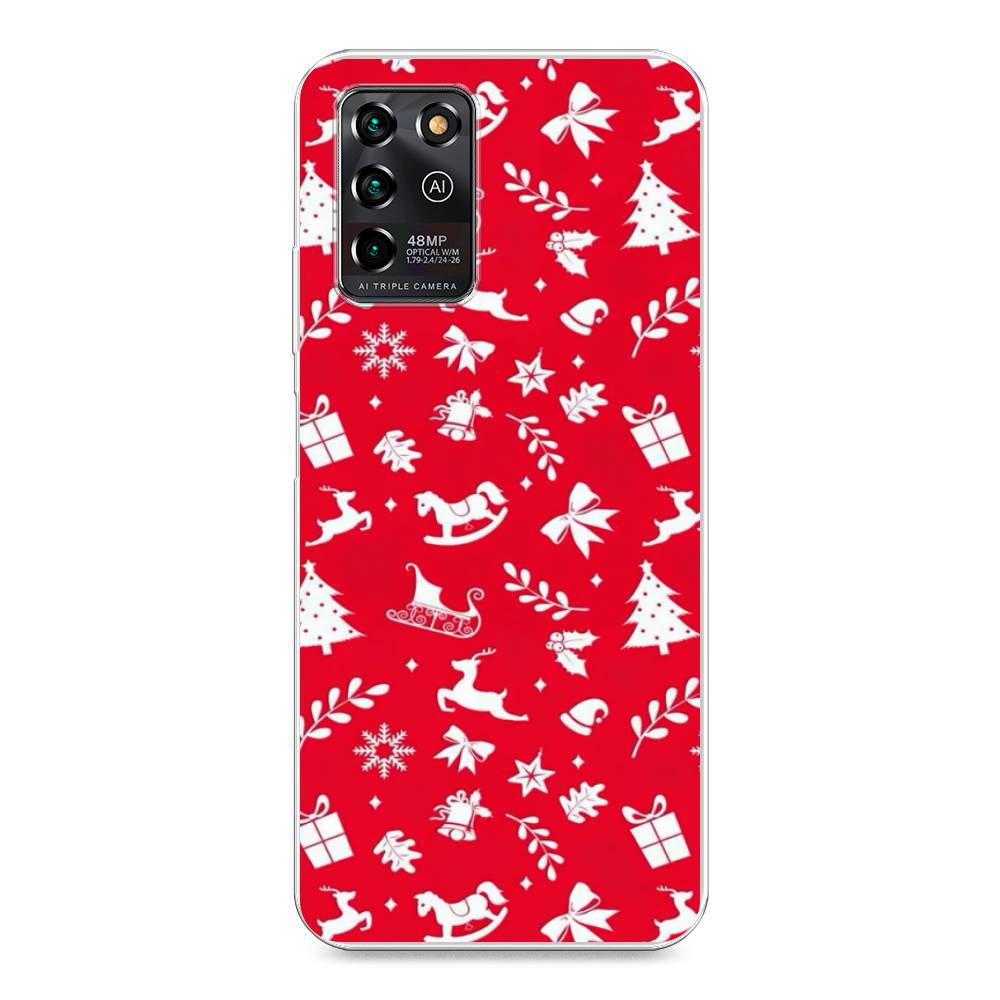 

Чехол для ZTE Blade V30 Vita "Красный новогодний фон", Красный;белый, 135050-5