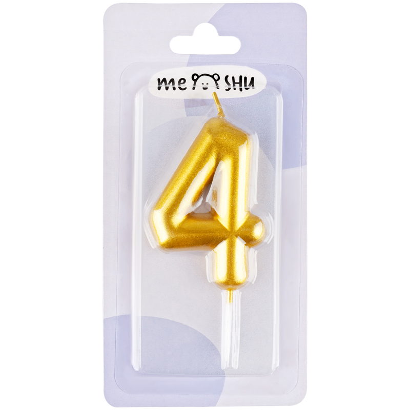 

Свеча для торта с держателем MESHU "Цифра 4", 6см, золотая, блистер (MS_59952), 12 уп., Золотистый
