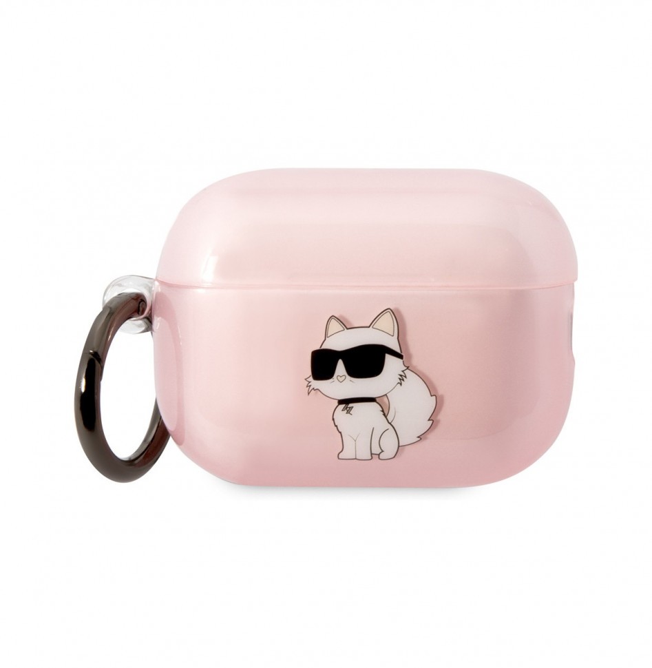 Чехол с карабином Karl Lagerfeld TPU NFT Choupette для AirPods Pro 2, Розовый