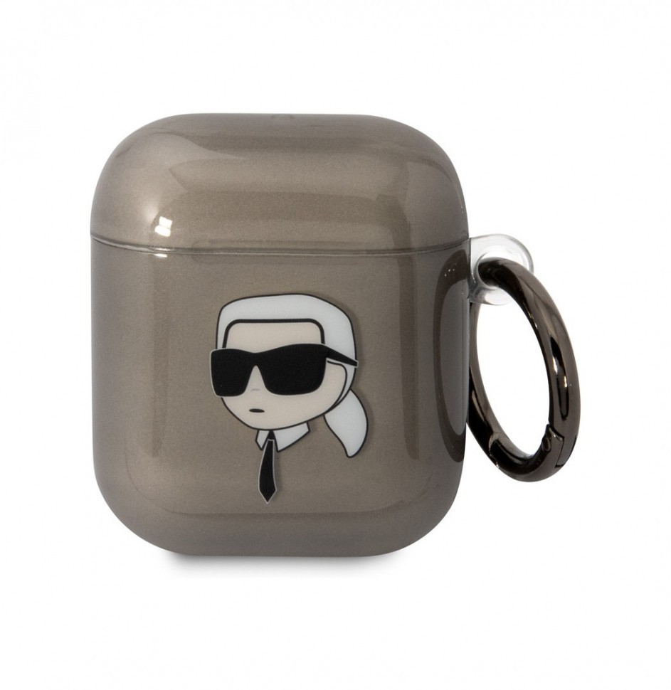 Чехол с карабином Karl Lagerfeld TPU NFT Karl для AirPods 1/2, Черный