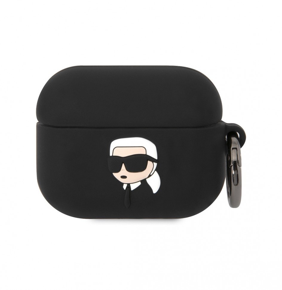 Чехол с карабином Karl Lagerfeld Silicone case NFT 3D Karl для AirPods Pro, Черный