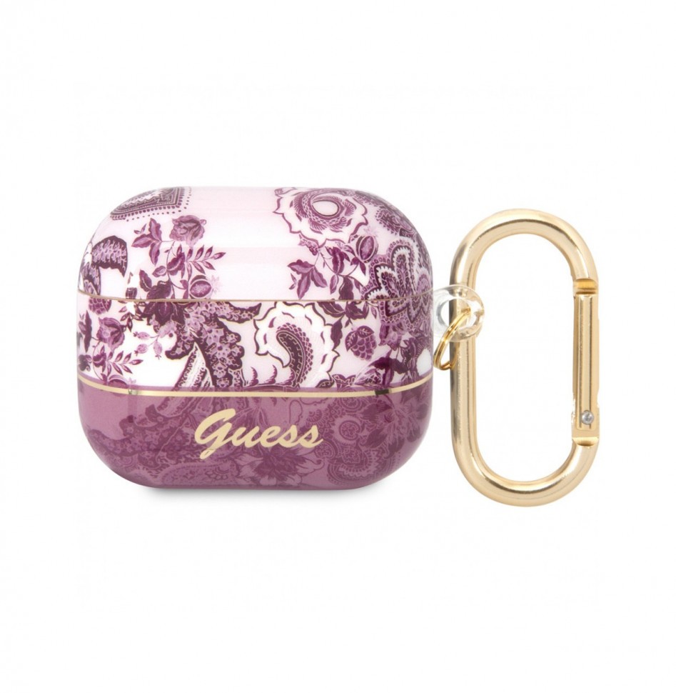 Чехол с карабином Guess TPU Toile de Jouy для AirPods 3, Розовый (GUA3HGPLHF)