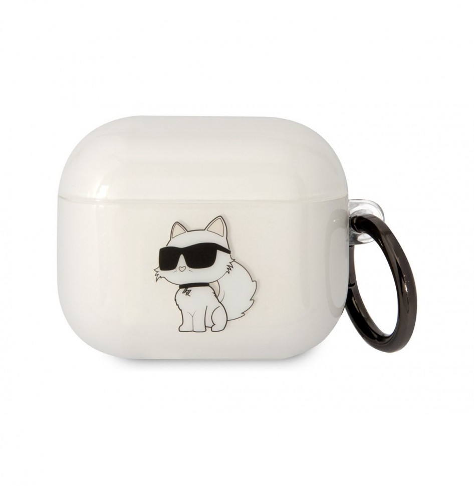 Чехол с карабином Karl Lagerfeld TPU NFT Choupette для AirPods 3, Прозрачный