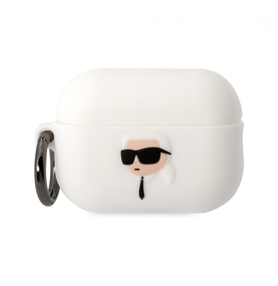 Чехол с карабином Karl Lagerfeld Silicone case NFT 3D Karl для AirPods Pro 2, Белый