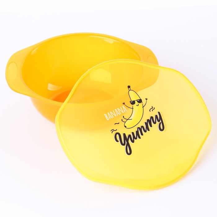 

Тарелка для кормления Banana Yummy, c крышкой, цвет желтый