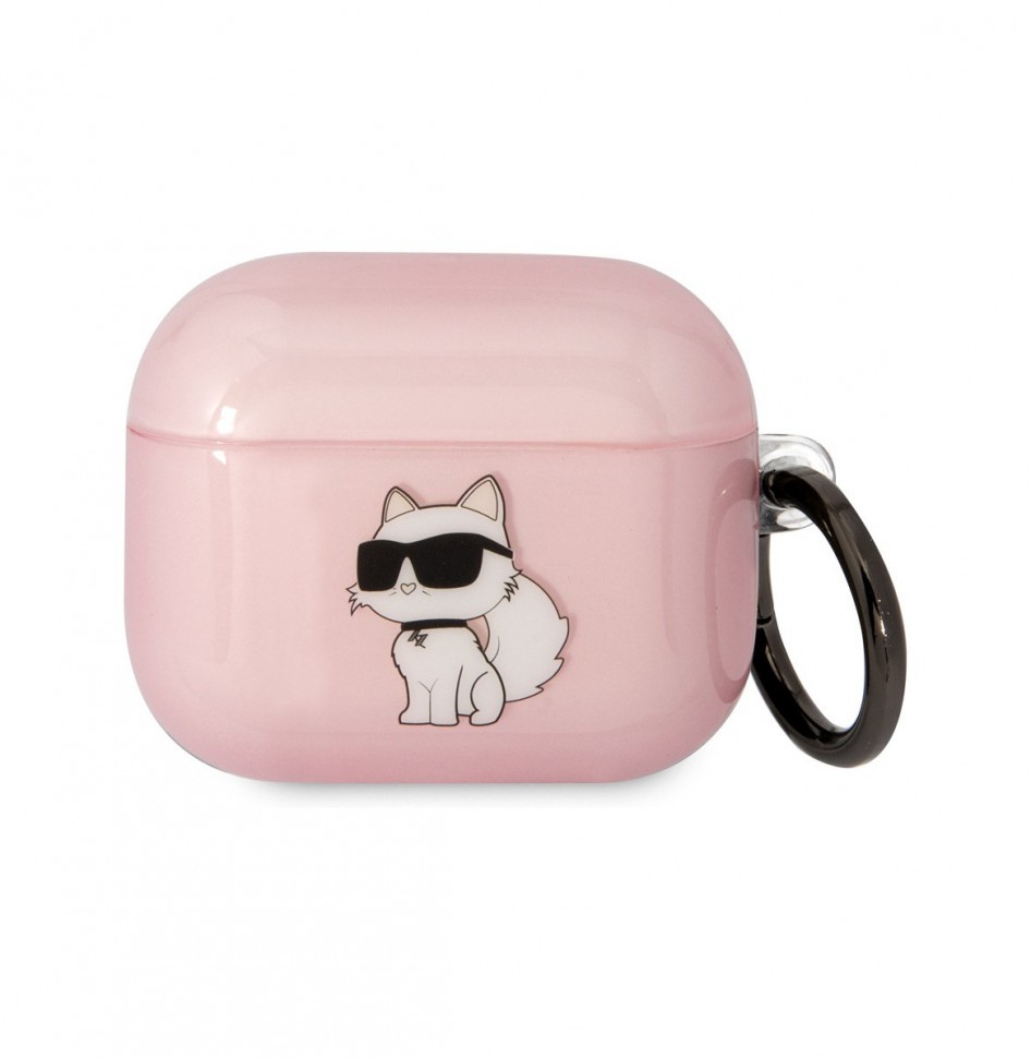 Чехол с карабином Karl Lagerfeld TPU NFT Choupette для AirPods 3, Розовый