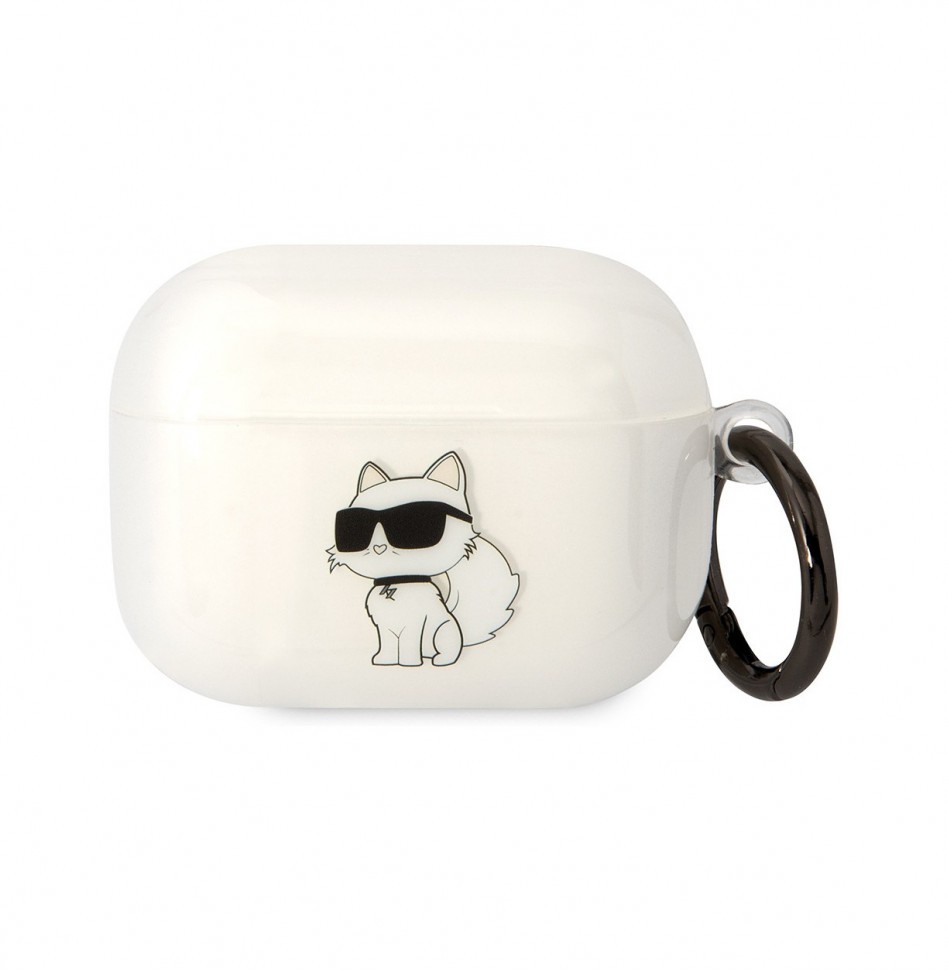 Чехол с карабином Karl Lagerfeld TPU NFT Choupette для AirPods Pro, Прозрачный