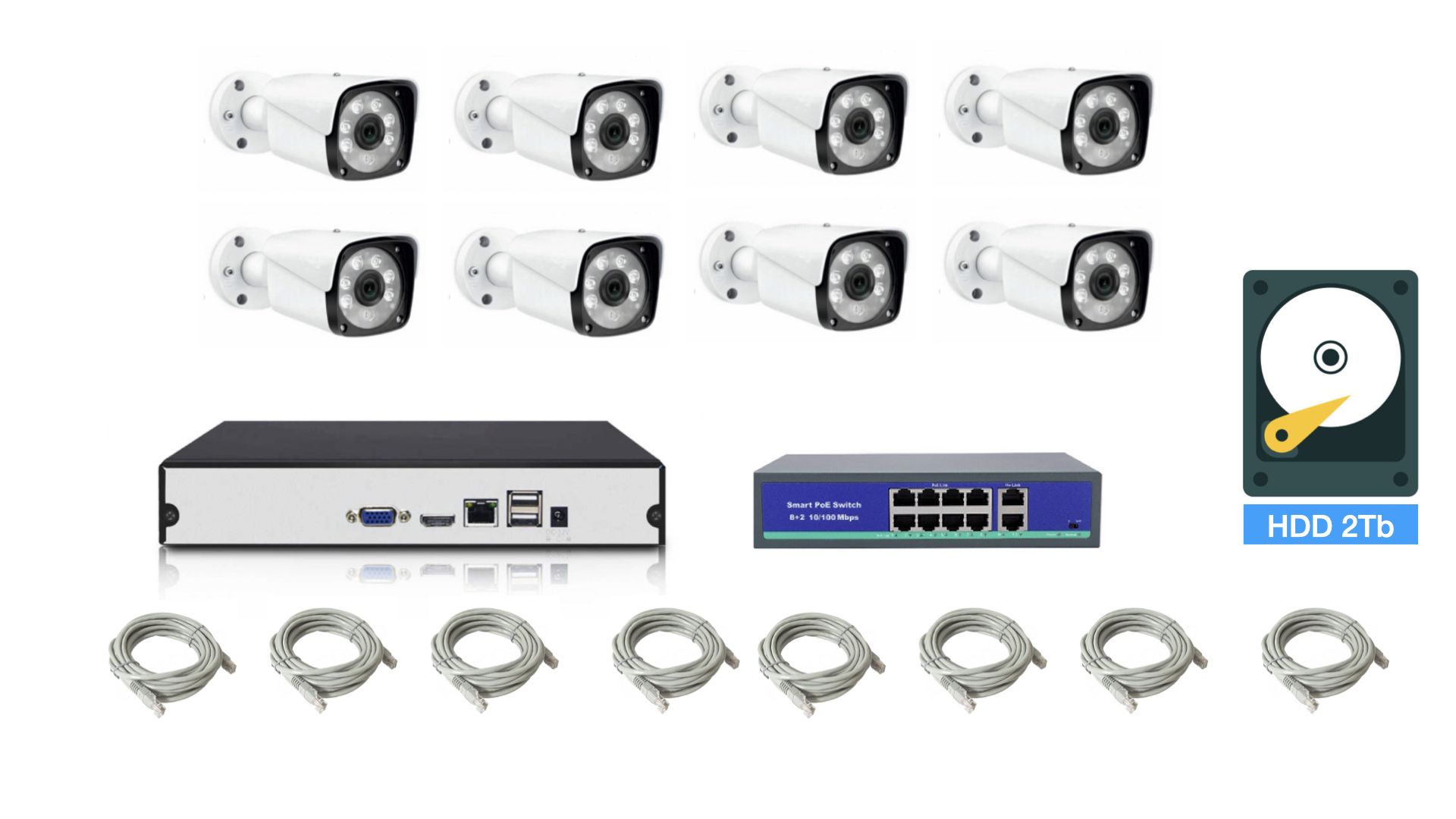 

Полный IP POE комплект видеонаблюдения на 8 камер (KIT8IPPOEIB5_HDD2TB), KIT8IPPOEIB5_HDD2TB