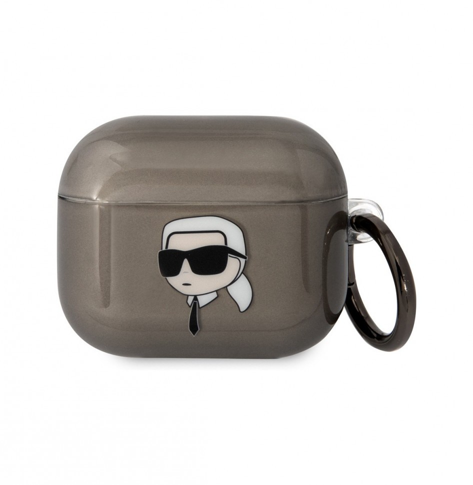 Чехол с карабином Karl Lagerfeld TPU NFT Karl для AirPods 3, Черный