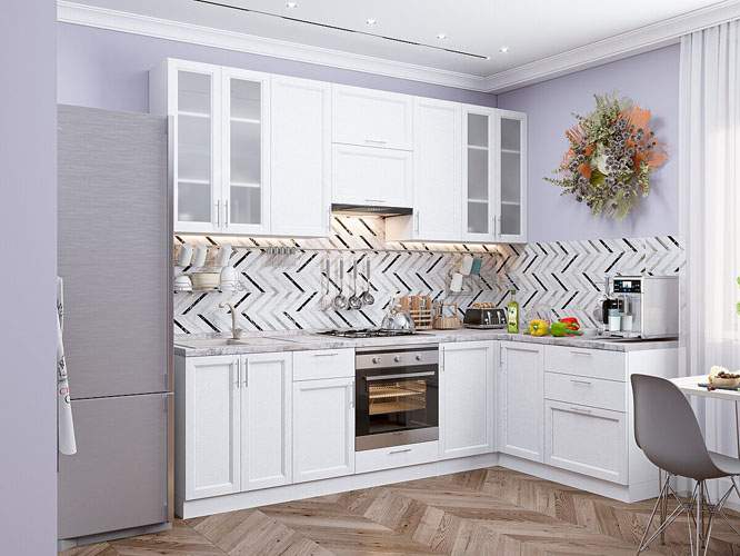 

Кухонный гарнитур Vivat Сканди-04 White Softwood угловая