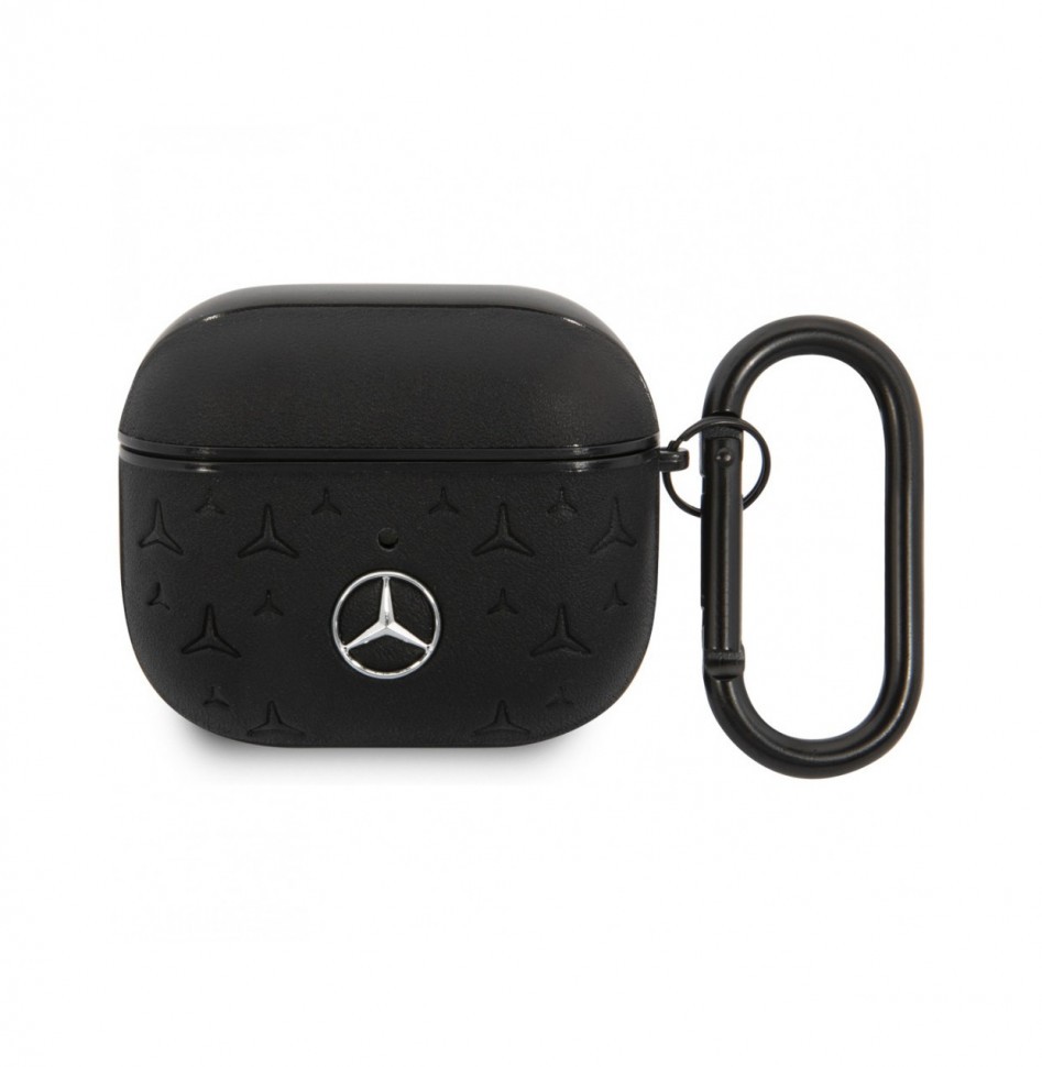 

Чехол Mercedes On-Track Genuine leather Stars Metal logo для AirPods 3, Черный, On-Track Genuine leather Stars Metal logo