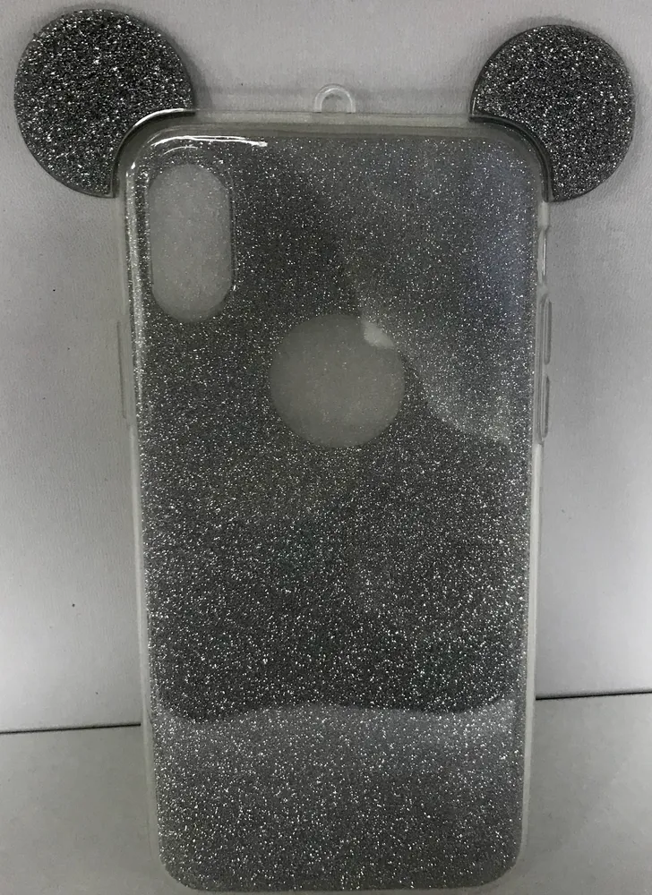 

Накладка силикон для iPhone X/Xs Mickey c ушками серебрянная, Серебристый, iPhone X