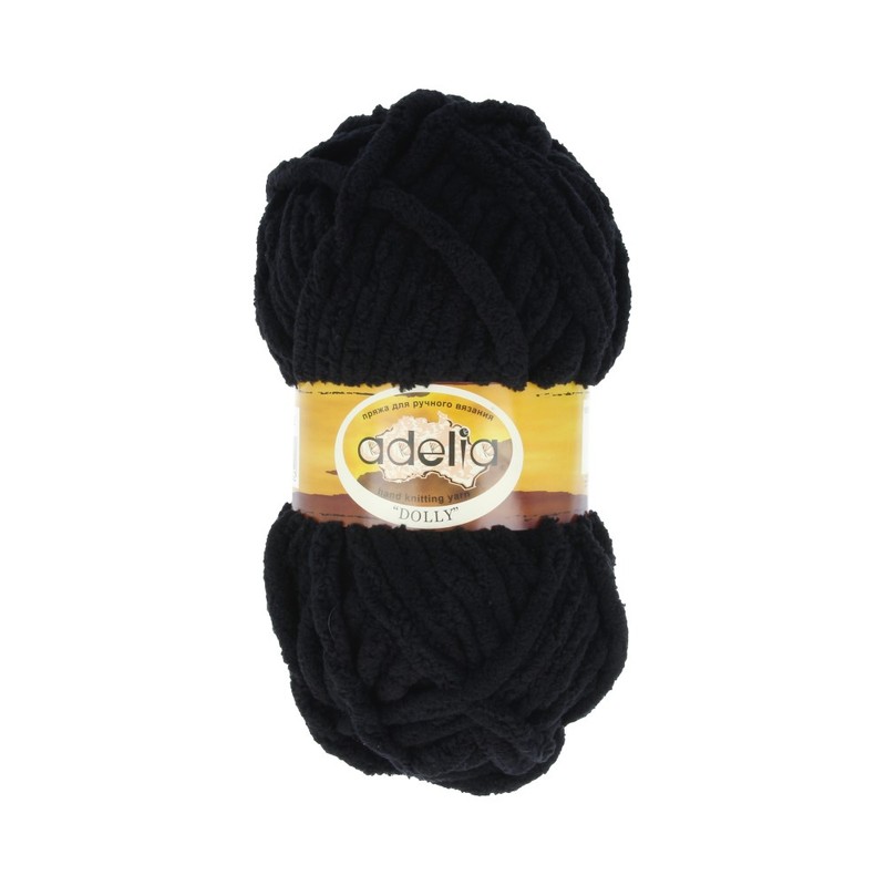 

Пряжа Adelia Dolly, 5 шт. по 100 г. набор, 100% полиэстер, 40 м №02 ЧЕРНЫЙ, "DOLLY"