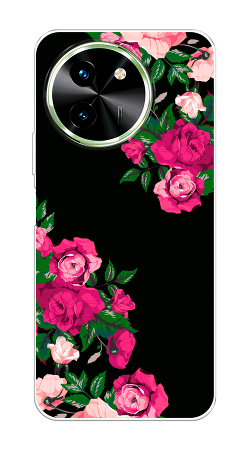 

Чехол на Vivo T3x/Y38 5G "Розы фуксия", Черный;розовый;зеленый, 2610650-1